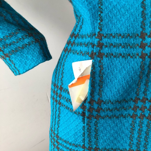Vintage 1980s  Liz Claiborne  bold blue and black wool plaid blazer - Picture 3 of 11